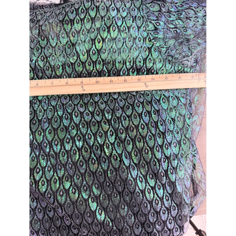Vintage Inspired Iridescent Peacock Lace Drop Waist Flapper Midi Dress 4 - Picture 10 of 12